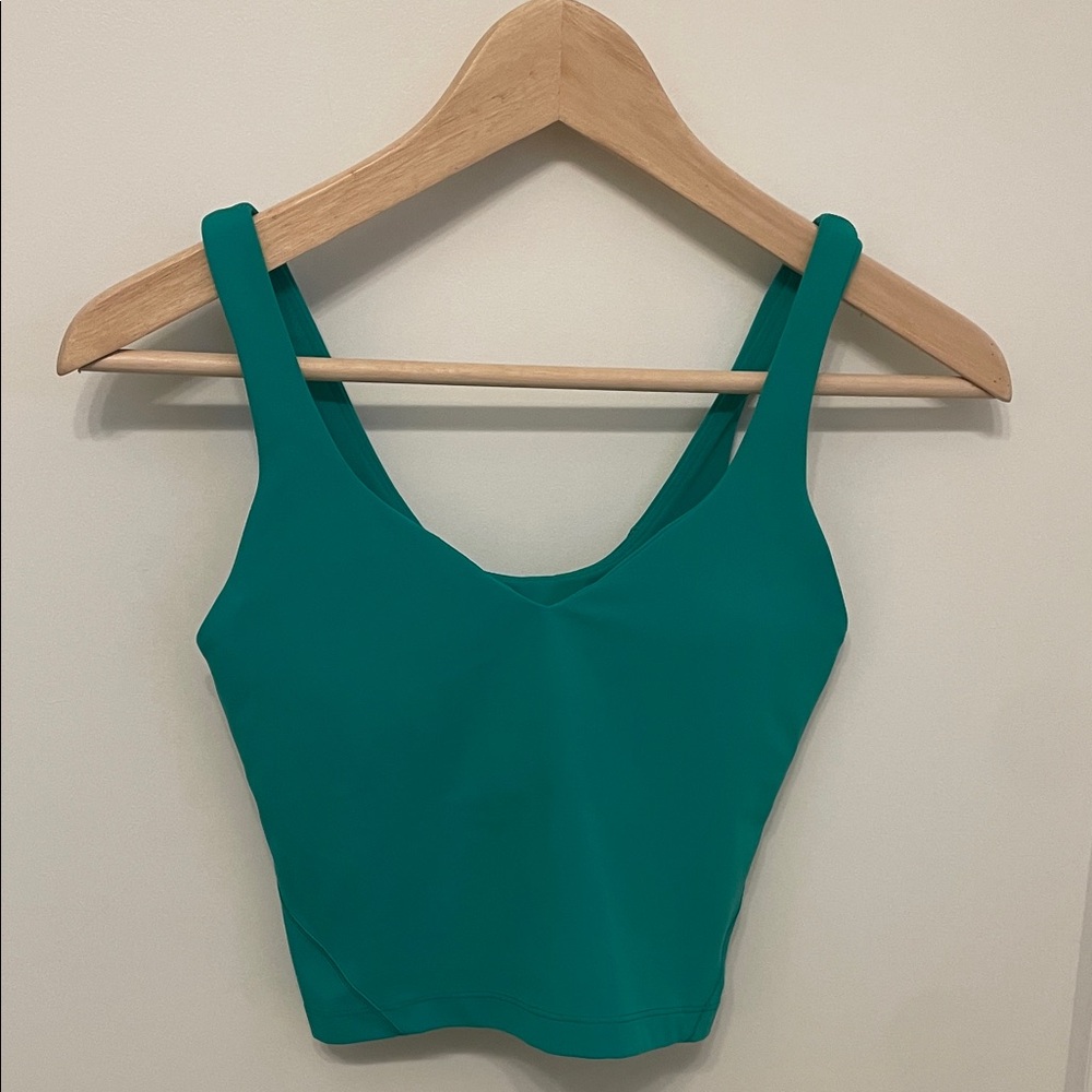 Lululemon Women’s green Tank Top - Sleeveless V-Neck with sports bra